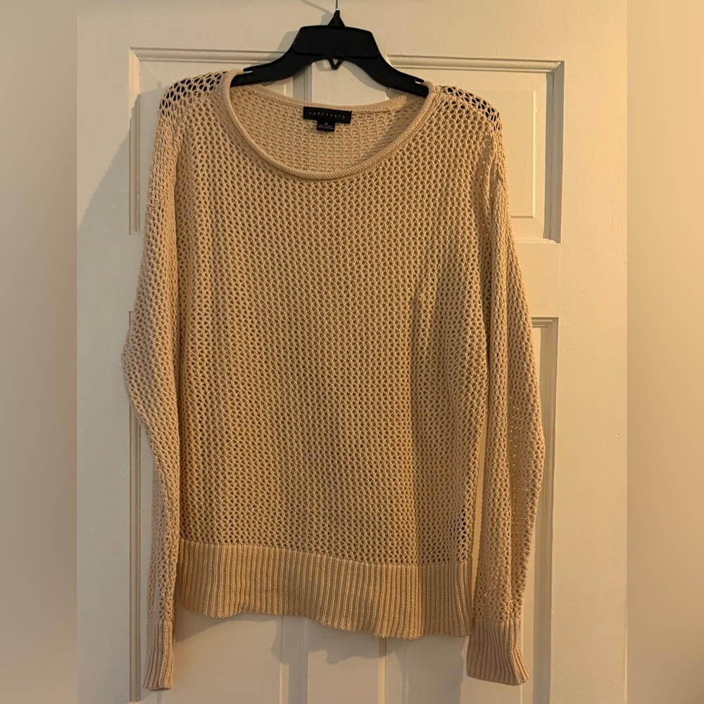 Like New Sanctuary Open-Knit Crochet Sweater, Tan, Sz M. Perfect Condition!